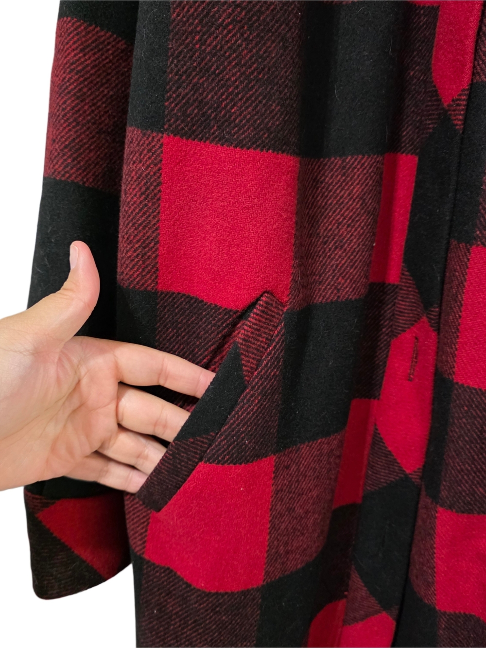 Torrid Red and Black Buffalo Plaid Wool Longline Shacket - Picture 5 of 9